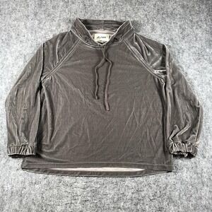 Dylan Velvet Blouse Womens S Gray Mock Neck Balloon Sleeve Top